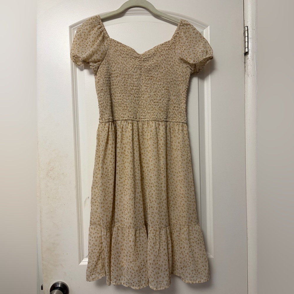 Jessica Simpson Cream Floral Smocked Mini Dress